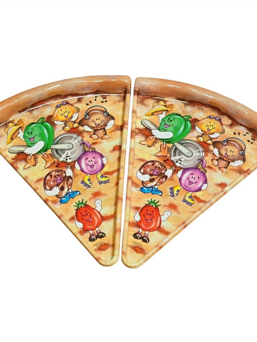 Vintage 1990s! Deborah Mallow Pizza Slice Shaped Dancing Party Set of 2